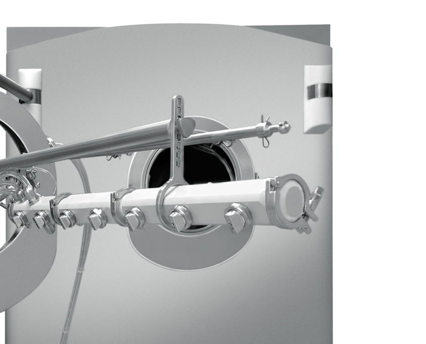 View of ACCELA COTA PRO with Thomas Tablet Coating Spray Bar