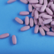 View of purple-coated tablets